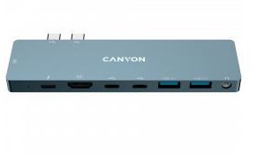 Adapter CANYON DS-8 Thunderbolt 4K HUB (2xUSB-C, 2xUSB 3.0, HDMI, 3.5mm) grey