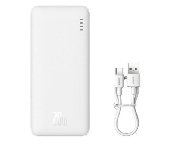 Внешний аккумулятор POWER BANK Baseus Airpow 10000mAh (1xUSB; 1xType-C; QC3.0 15W) белый