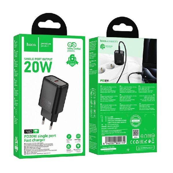 Сетевая зарядка HOCO N60 (1xUSB-C 20W) черный