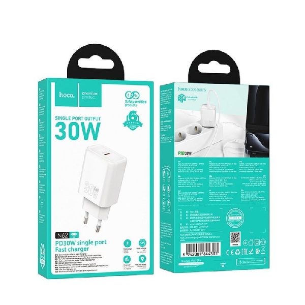 Сетевая зарядка HOCO N62 (1xUSB-C 30W) белый