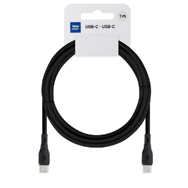 USB кабель Blue Star (PJ73) "USB-C (Type-C) to USB-C (Type-C)" (60W) 1m черные