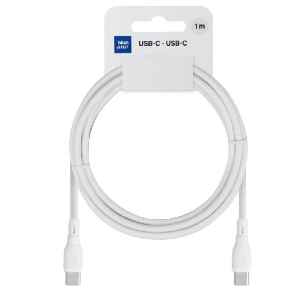 USB кабель Blue Star (PJ73) "USB-C (Type-C) to USB-C (Type-C)" (60W) 1m белый