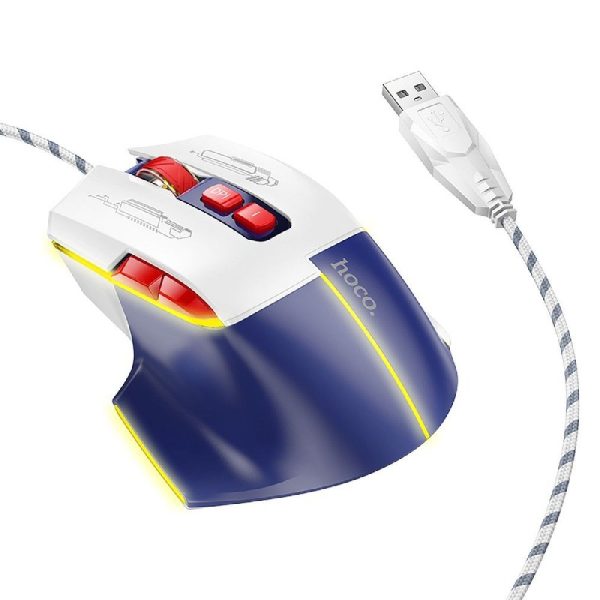 Mouse HOCO Gaming GM31 optical, white-blue pearl