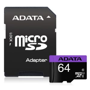 Карта памяти ADATA microSD 64GB (UHS-I Class 10) + SD adapter