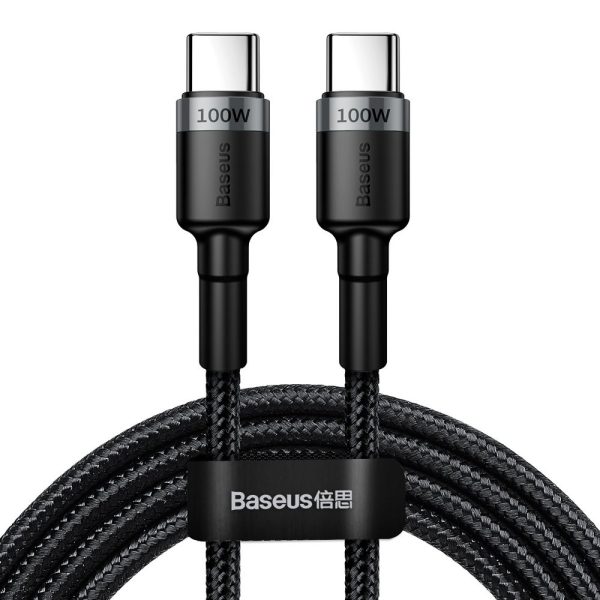 USB кабель Baseus Cafule PD100W Type-C 2.0m серый-черный CATKLF-ALG1