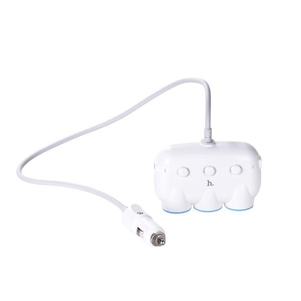 Car socket splitter Hoco C1 with 2 USB port and 3x3.(3.1A) plugs - Image 2