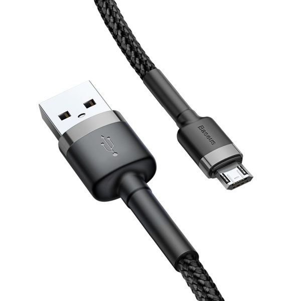 USB кабель Baseus Cafule microUSB 1.0m 2.4A серо-черный CAMKLF-BG1 — изображение 2
