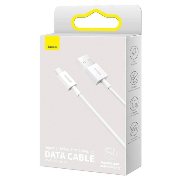 USB кабель Baseus Superior c USB на microUSB 2A 1.0m белый CAMYS-02 — изображение 3