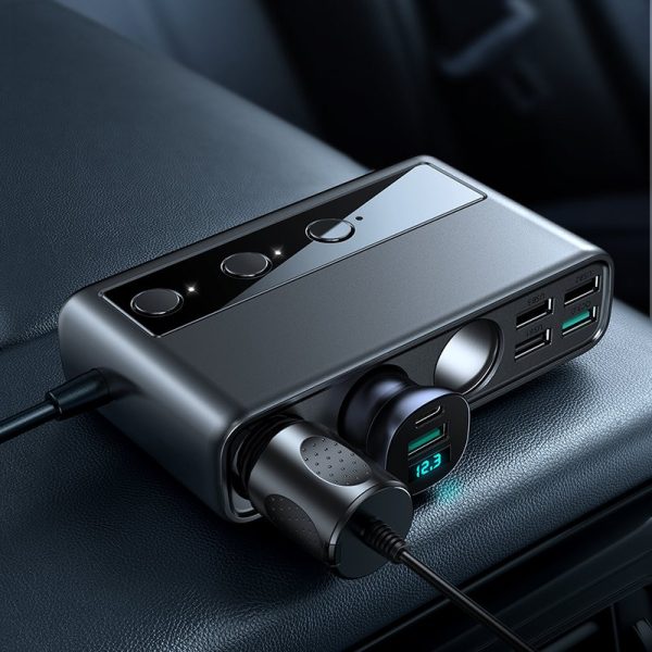 Car charger Joyroom 9in1 154W 3x12V, PD USB Type-C, QC3.0 USB-A, 4xUSB-A JR-CL06 - Image 3