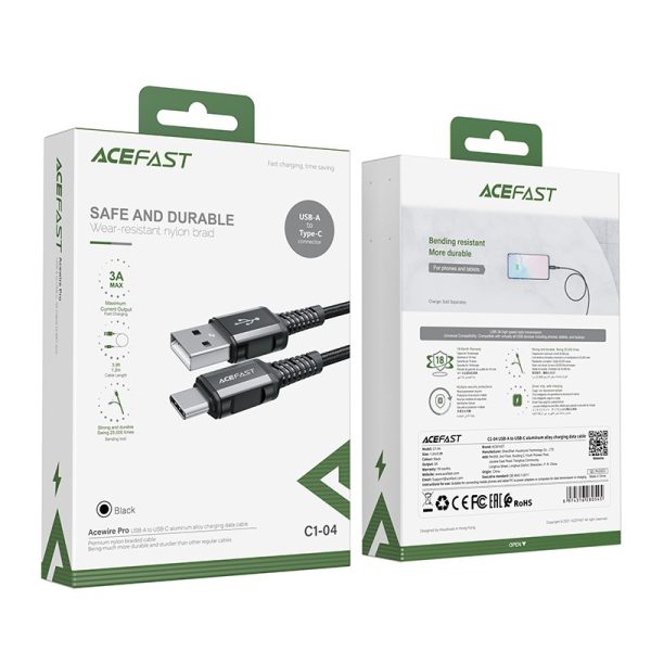 USB cable Acefast C1-04 USB-A to USB-C 1.2m black - Image 3