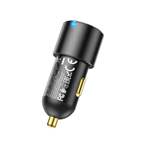 Car charger Hoco NZ6 PD45W 2xType-C/1xUSB-A black - Image 2