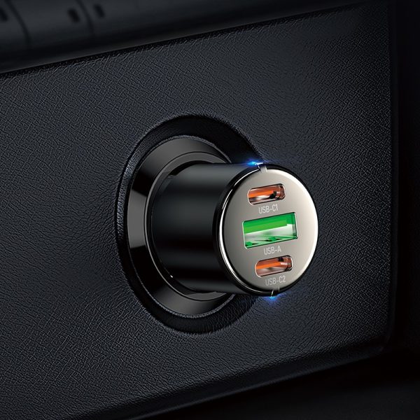 Car charger Hoco NZ6 PD45W 2xType-C/1xUSB-A black - Image 3