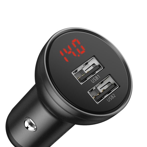 Car charger Baseus Digital Display 24W 2xUSB-A black CCBX-0G - Image 3