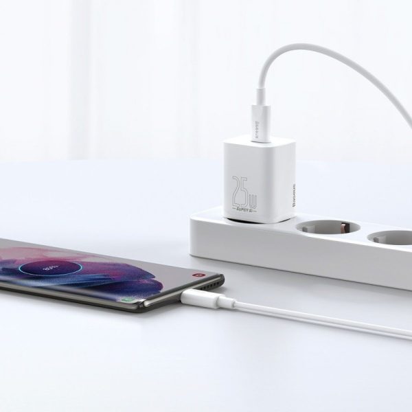 Charger Baseus Super Si 25W USB-C + USB-C to USB-C cable 1.0m white TZCCSUP-L02 - Image 4