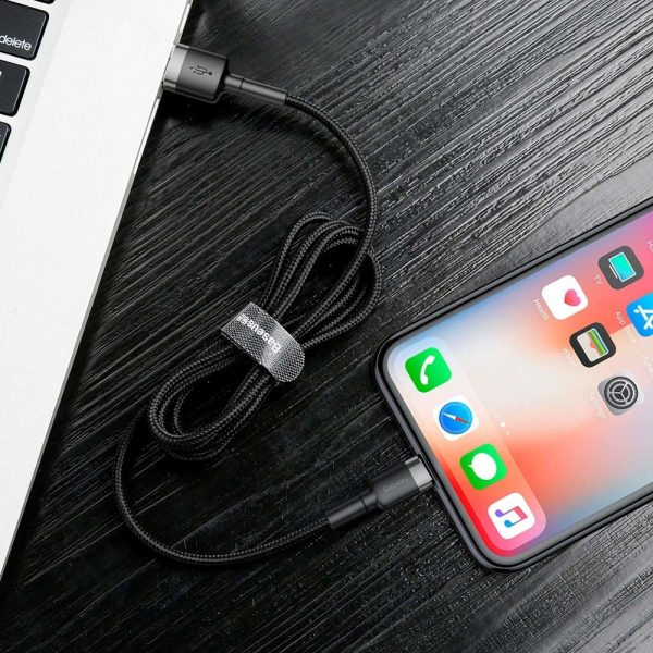 USB cable Baseus Cafule USB-A to Lightning 2.4A 1.0m gray-black CALKLF-BG1 - Image 4