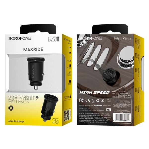 Car charger Borofone BZ8 MaxRide Dual Port black - Image 4