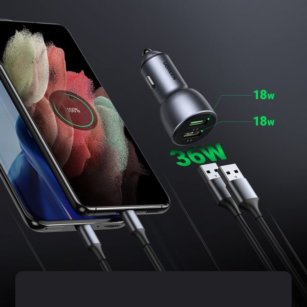 Car charger Ugreen CD213 2xUSB-A 36W blue - Image 3