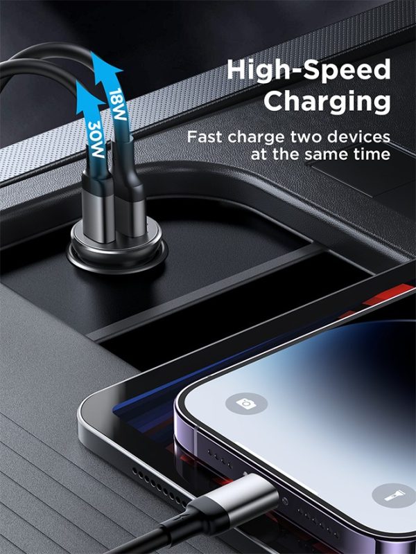 Car charger Joyroom JR-CCN05 USB-C/USB-A 30W black - Image 3