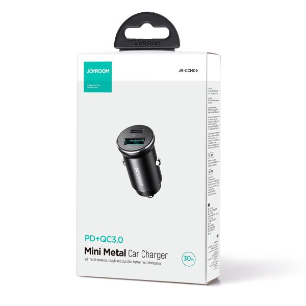 Car charger Joyroom JR-CCN05 USB-C/USB-A 30W black - Image 4
