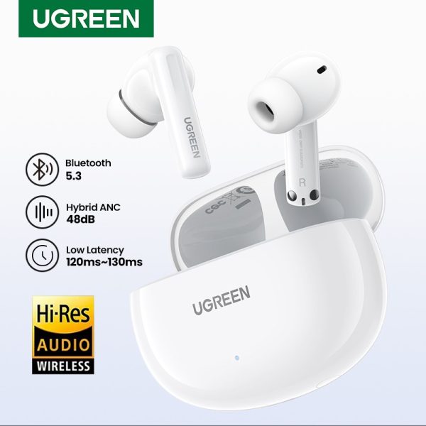 Wireless headphones Ugreen WS200 HiTune T6 Active Noise-Cancelling Earbuds white - Image 2
