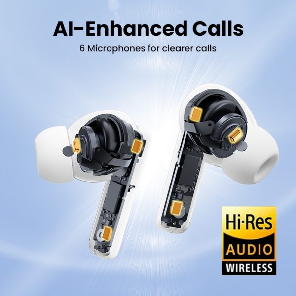 Wireless headphones Ugreen WS200 HiTune T6 Active Noise-Cancelling Earbuds white - Image 4
