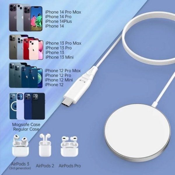 Wireless charger Choetech T518-F MagSafe 15W white - Image 4
