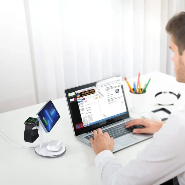 Wireless charger Choetech T585-F 3-in-1 15W white - Image 2