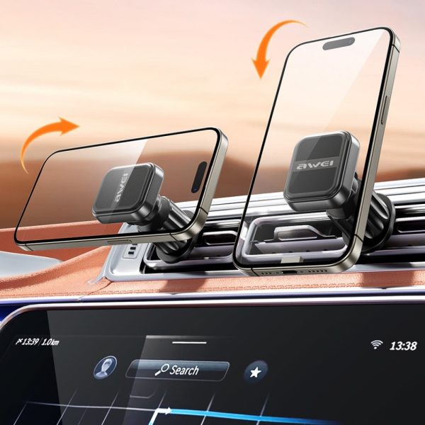 Car phone holder Awei X52 Magnetic (air vent) black - Image 4