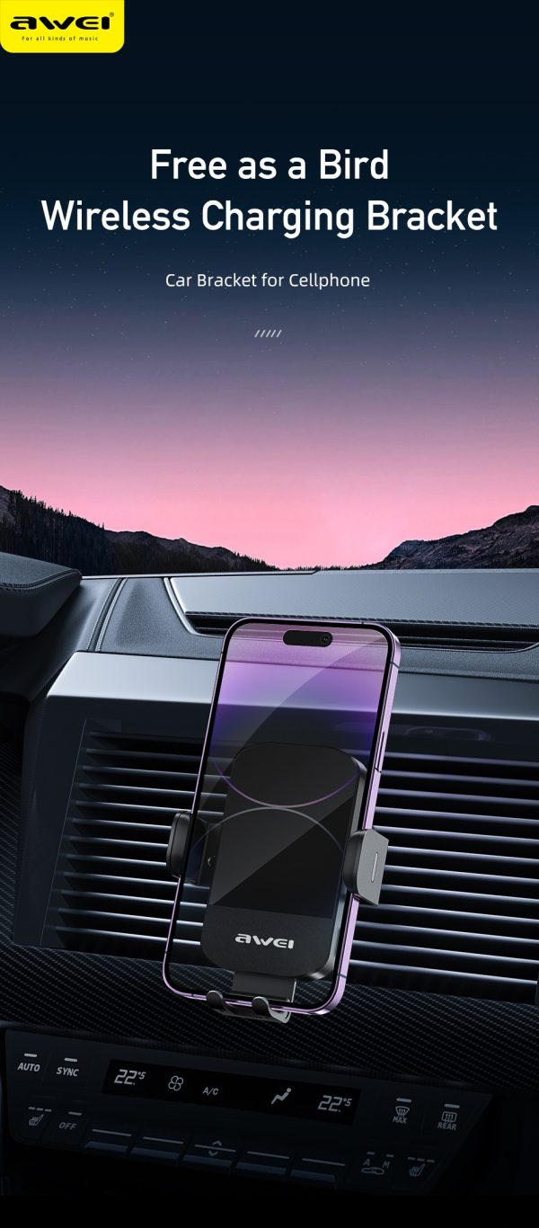 Car charger-holder Awei X43 15W black - Image 2