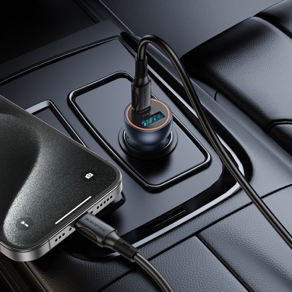 Car charger Borofone BZ32A USB-C/USB-A 30W grey - Image 2
