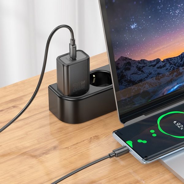Charger Hoco N60 20W GaN USB-C + USB-C to USB-C cable 1.0m white — изображение 3