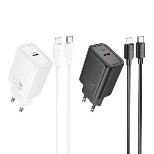 Charger Hoco N62 30W GaN USB-C + USB-C to USB-C cable 1.0m black — изображение 2