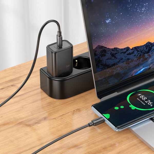 Charger Hoco N62 30W GaN USB-C + USB-C to USB-C cable 1.0m black — изображение 3
