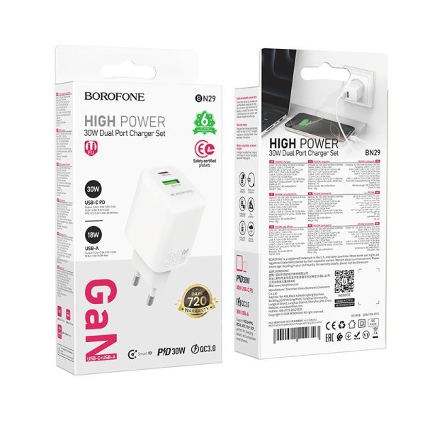Charger Borofone BN29 30W USB-C/USB-A white - Image 4