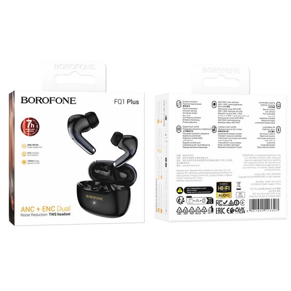 Wireless headphones Borofone FQ1 Plus ANC+ENC black - Image 4