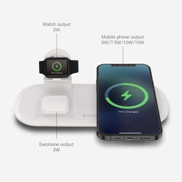 Wireless charging Devia 3in1 Smart Phone, Apple Watch, Airpods white - Image 4