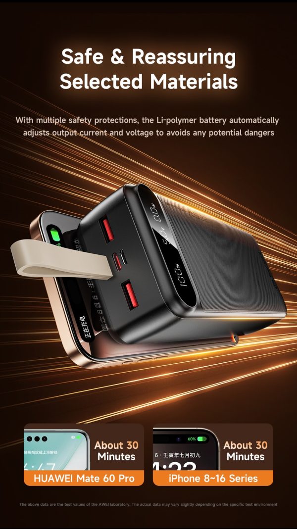 External battery Power Bank Awei PA-12 5V/3A 30000mAh black — изображение 4