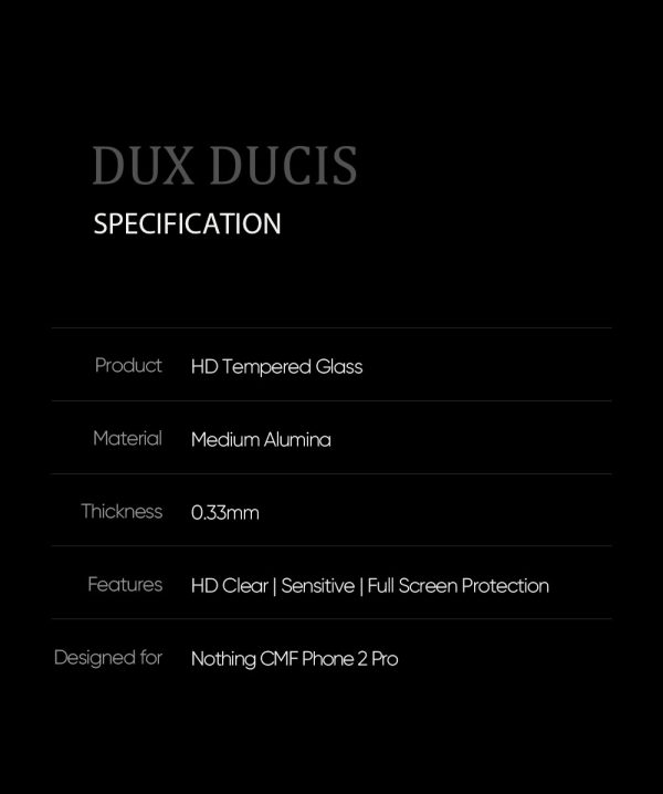 Защитное стекло дисплея Dux Ducis Nothing CMF Phone 2 Pro черное — изображение 2