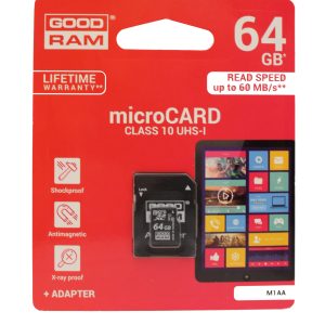 Memory card Goodram microSD 64Gb UHS I (class 10) + SD adapter
