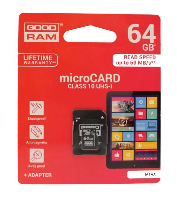 Memory card Goodram microSD 64Gb UHS I (class 10) + SD adapter