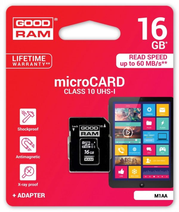 Memory card Goodram microSD 16Gb (class 10)+SD adapter