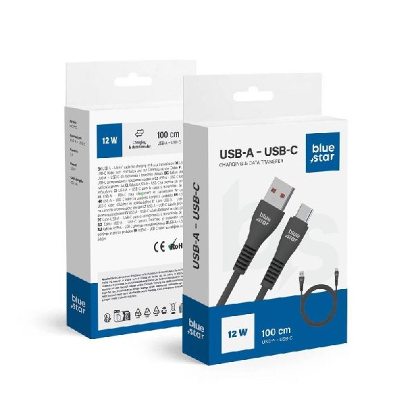 USB кабель Blue Star (DC99C) type-C (12W 2A) 1m черный