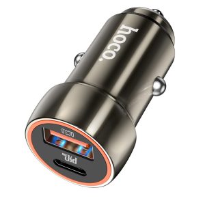 Автомобильная зарядка Hoco Z46A USB-A/Type-C PD20W+QC3.0 серая