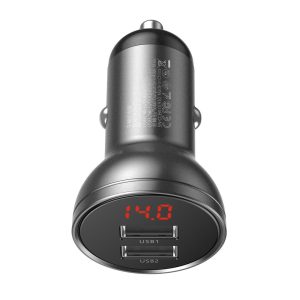 Автомобильная зарядка Baseus Digital Display 24W 2xUSB-A черный CCBX-0G