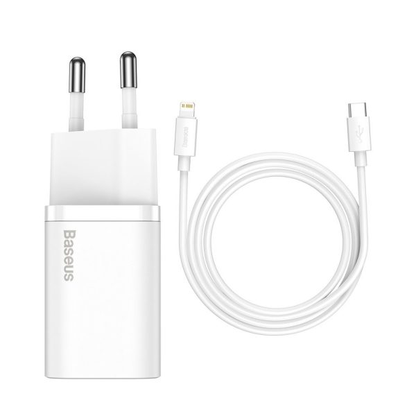 Charger Baseus Super Si 20W USB-C + USB-C to Lightning cable 1.0m white TZCCSUP-B02