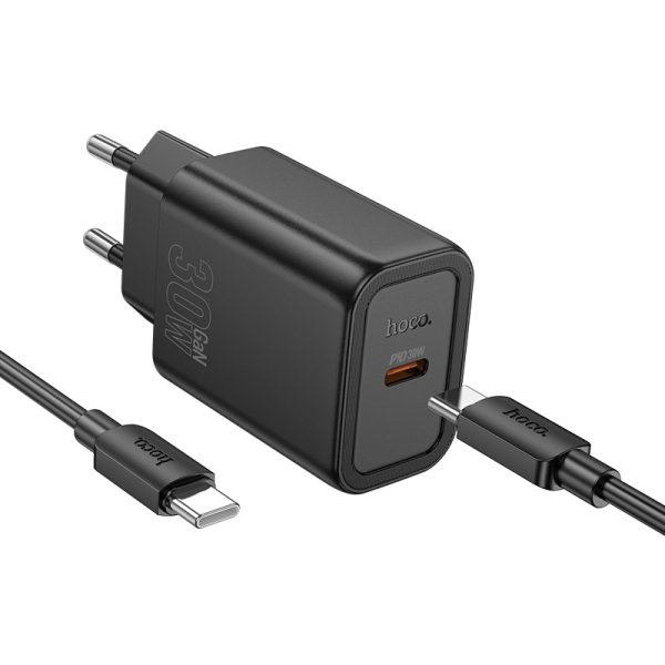 Charger Hoco N62 30W GaN USB-C + USB-C to USB-C cable 1.0m black