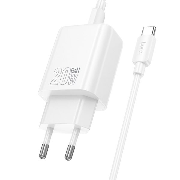 Charger Hoco N60 20W GaN USB-C + USB-C to USB-C cable 1.0m white