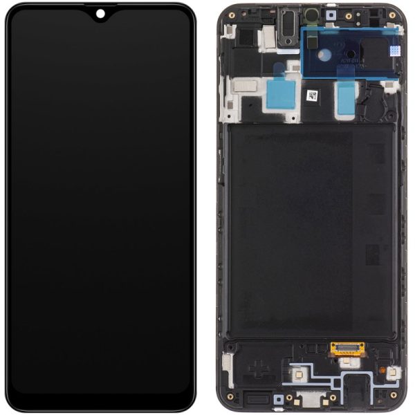 LCD screen Samsung A205 A20 with touch screen and frame original Black (service pack)