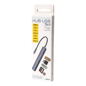 USB-C HUB Platinet 7in1 (PMH9997B) (1xHDMI 4K; 1xUSB-C; 2xUSB 3.2; SD MicroSD)