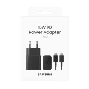 Charger original Samsung Fast Charging (Type-C) (EP-T1510XBEGEU) (15W) black + USB-C cable in box